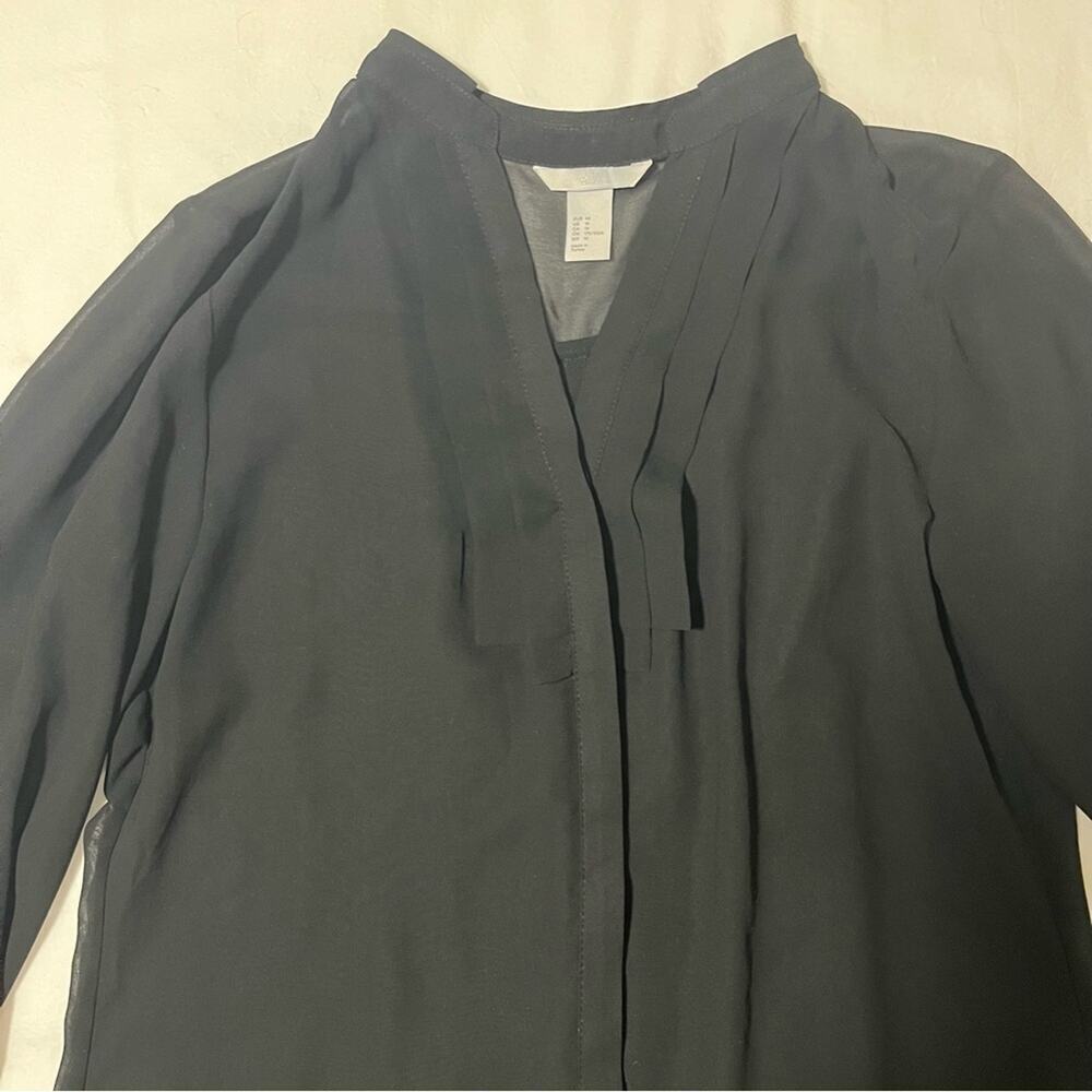 H&M Blouse, Sheer Black, Size 14, Long Sleeve - Picture 4 of 10